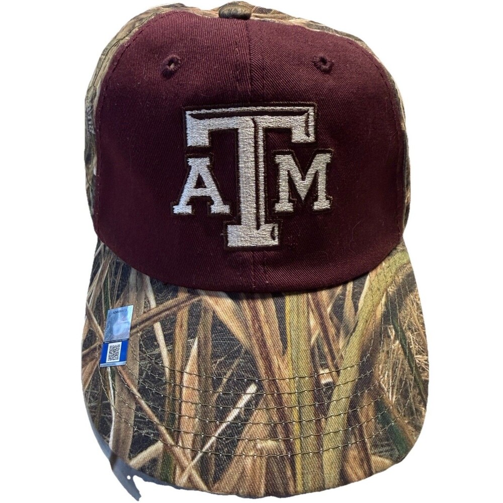 Texas A&M Hat Aggies Mossy Oak Camo Cap Adjustable TAMU Aggies ATM camouflage - Picture 2 of 8